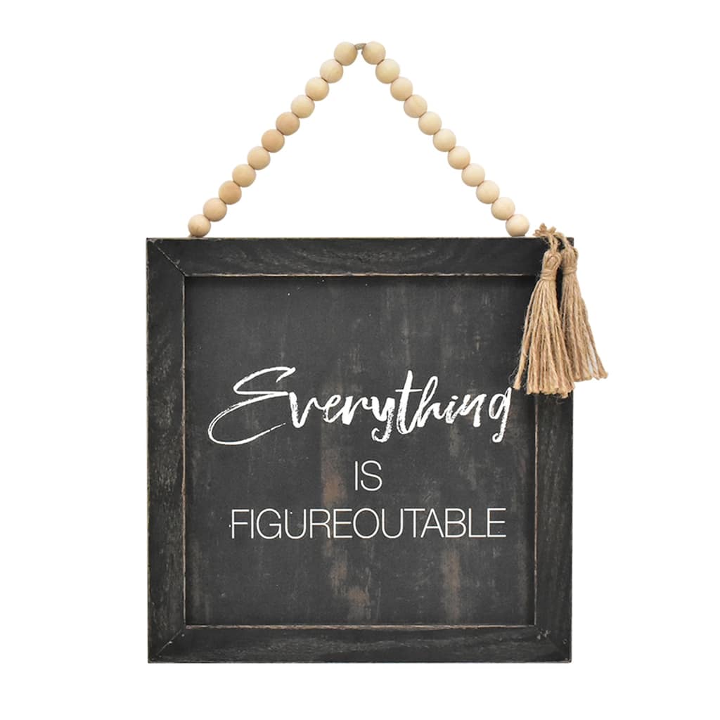 Everything is Figureoutable Farmhouse Wood Bead String Hanger Decor