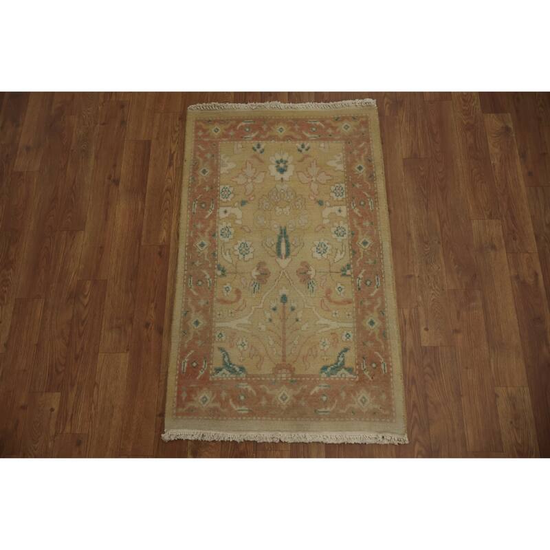 Hand Knotted Oriental 100% Wool Carpet Traditional All-Over Brown Ziegler Area Rug - 3' 1'' X 1' 11''