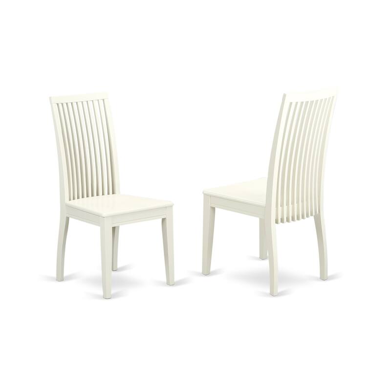 HomeStock 3-Piece Linen White Finish Round Solid Wood Top Dining Table Set