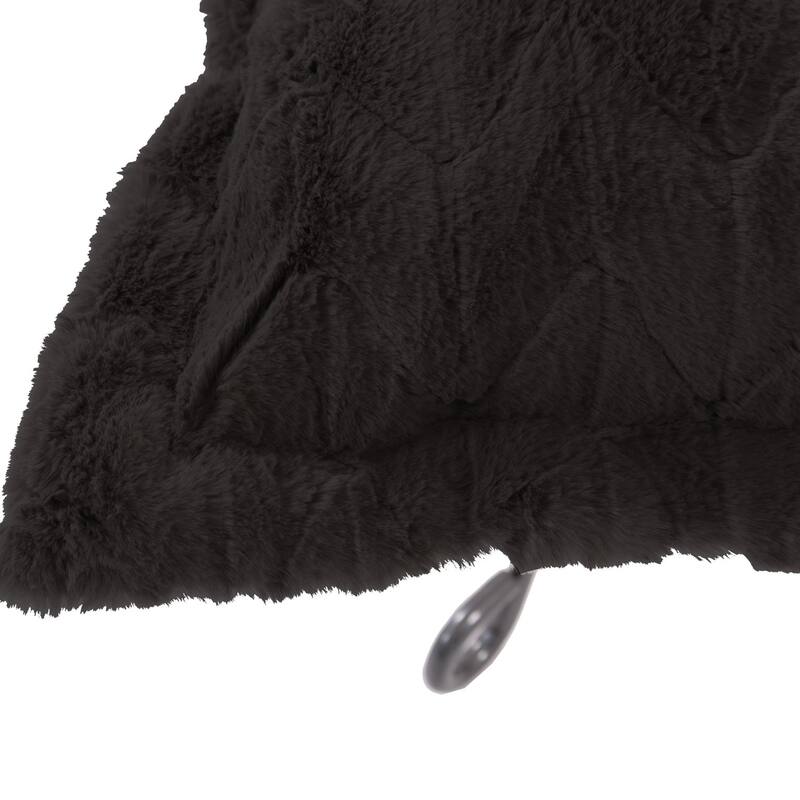 Allan Andrews Scroll Puff Ottoman with Titanium Frame & Cover, Angora Collection