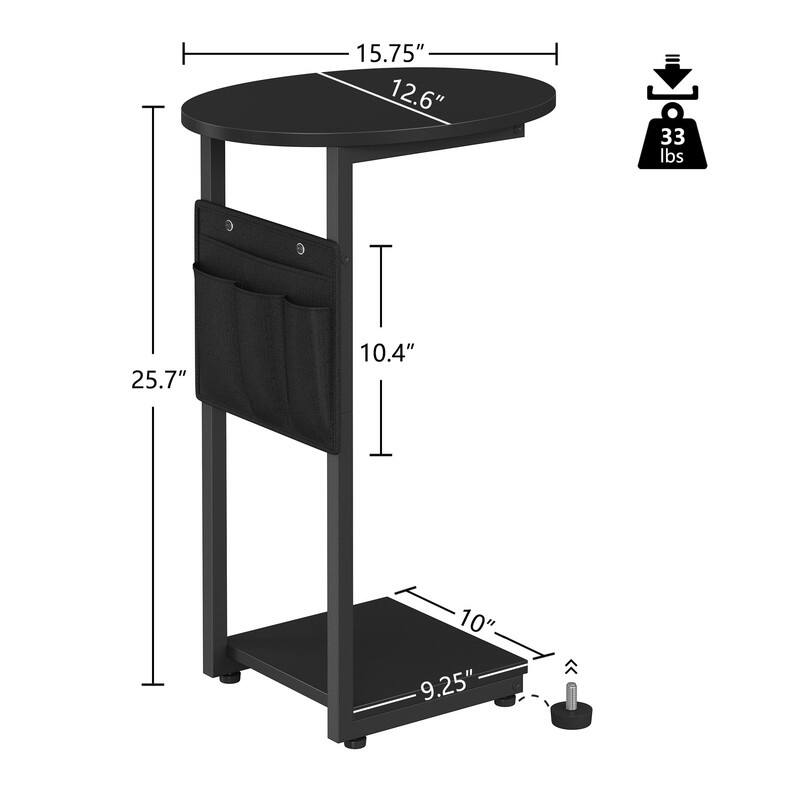 C Shaped End Table - 15.7"D x 12.6"W x 25.6"H