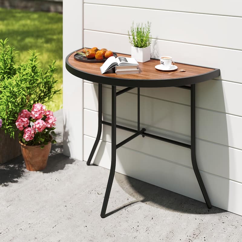 Gymax Half-Round Folding Event Table Foldable Banquet Table w/ Metal