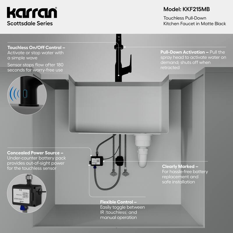 Karran Scottsdale Touchless Single-Handle Pull-Down Sprayer Kitchen Faucet