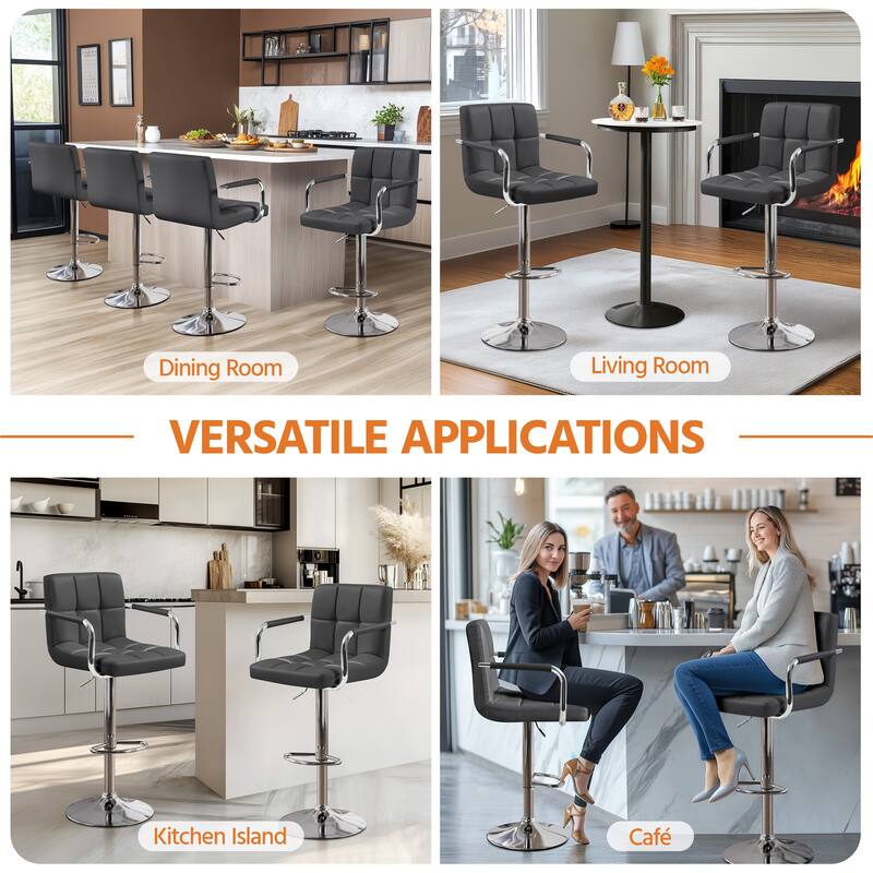 Yaheetech Bar Stools with 360-Degree Swivel and Adjustable Height- Set of 2