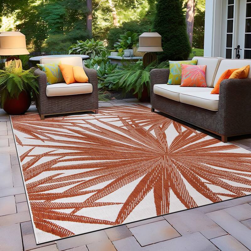 World Rug Gallery Tropical Nature Inspired Indoor/Outdoor Area Rug