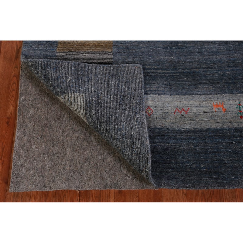 Hand Knotted Oriental 100% Wool Carpet Tribal Tribal Navy Blue & Blues Gabbeh Area Rug - 10' 0'' X 5' 6''