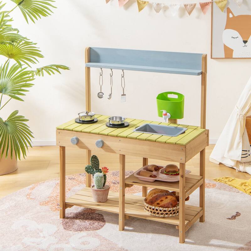 Outdoor Mud Kitchen Set Play Kitchen Set w/ Removable Water Box
