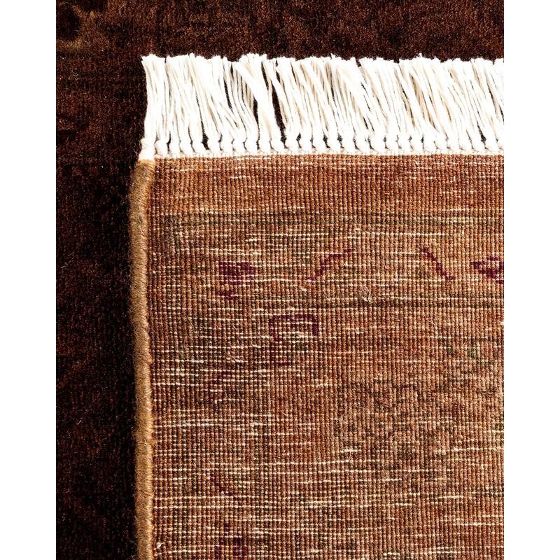 Overton Hand Knotted Wool Vintage Inspired Modern Contemporary Overdyed Brown Runner Rug - 2' 7" x 9' 2"