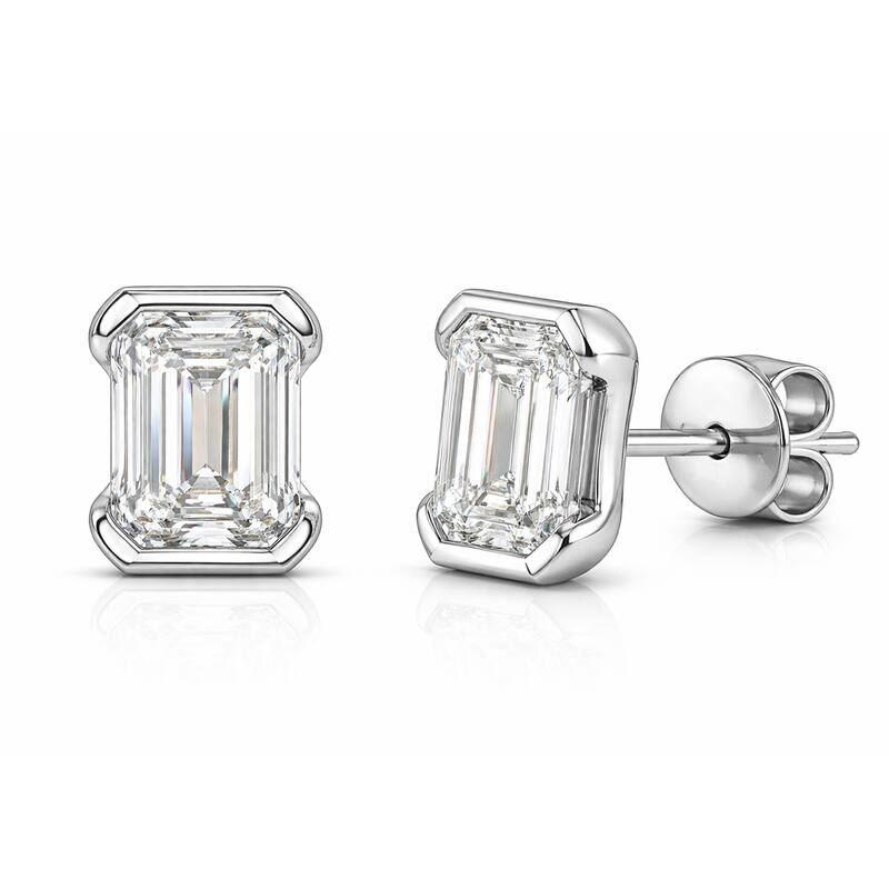 Auriya 14k Gold Lab Grown Emerald Diamond Stud Earrings 0.50 to 8.00 ct. tw. Push-Back (F-G VS) - White - White - 0.5