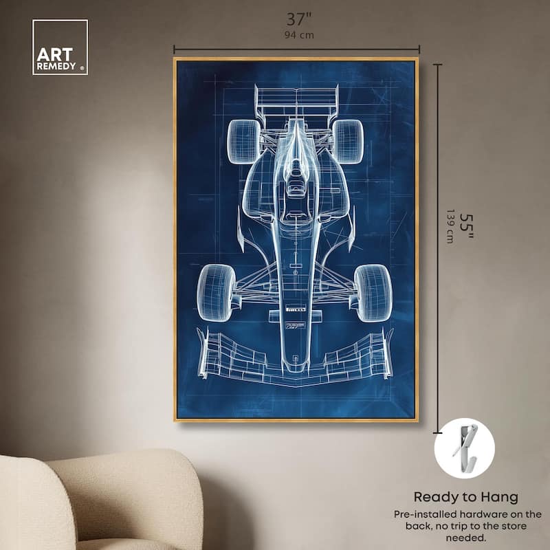 Race Car Blueprint Canvas by Art Remedy