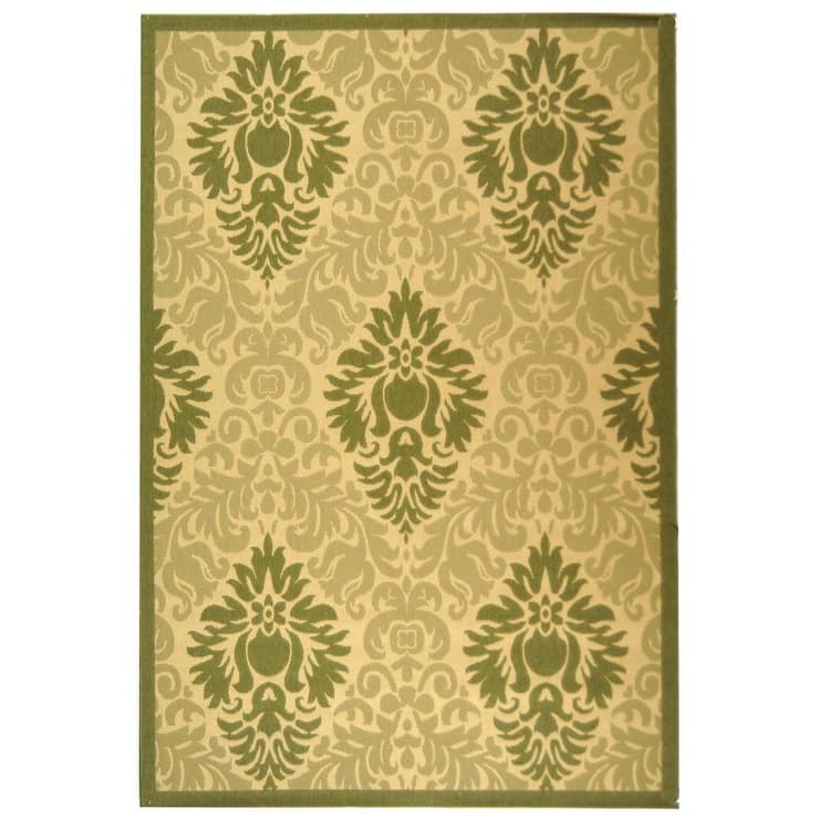 SAFAVIEH Courtyard Willene Boho Indoor/ Outdoor Waterproof Patio Backyard Rug - 6'7" x 9'6" - Natural/Olive