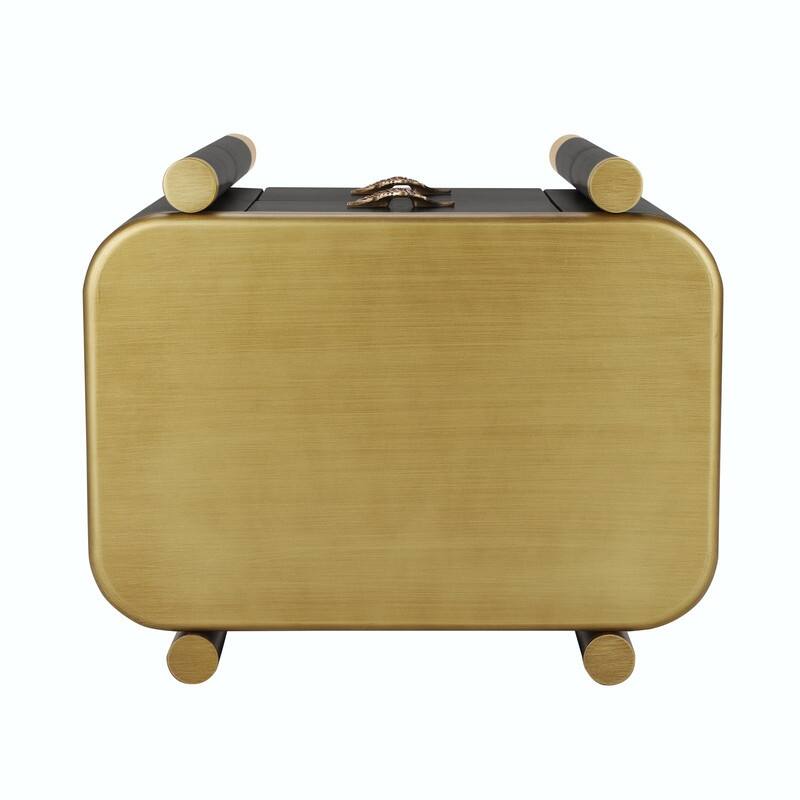 Contemporary Curved 2-Drawer Nightstand with Metal Feather Handles and Exposed Legs