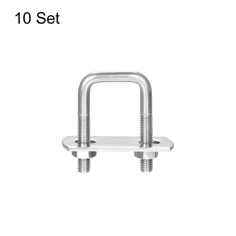 Square U-Bolts, 304 Stainless Steel U Clamp Bolt with Nuts and Plates, for Boat Trailer