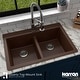 preview thumbnail 72 of 74, Karran 33" Top Mount Double Equal Bowl Quartz Kitchen Sink Kit - 33" x 22" x 9"