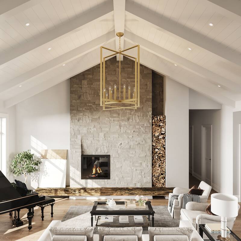 Modern Farmhouse 12-light Geometric Adjustable Metal Candle Chandelier - 31 inches