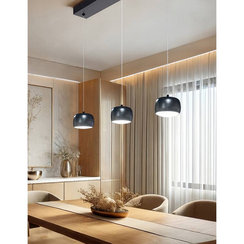 Justice Design Group Frascati LED 3-Light Linear Chandelier - Matte Black Finish