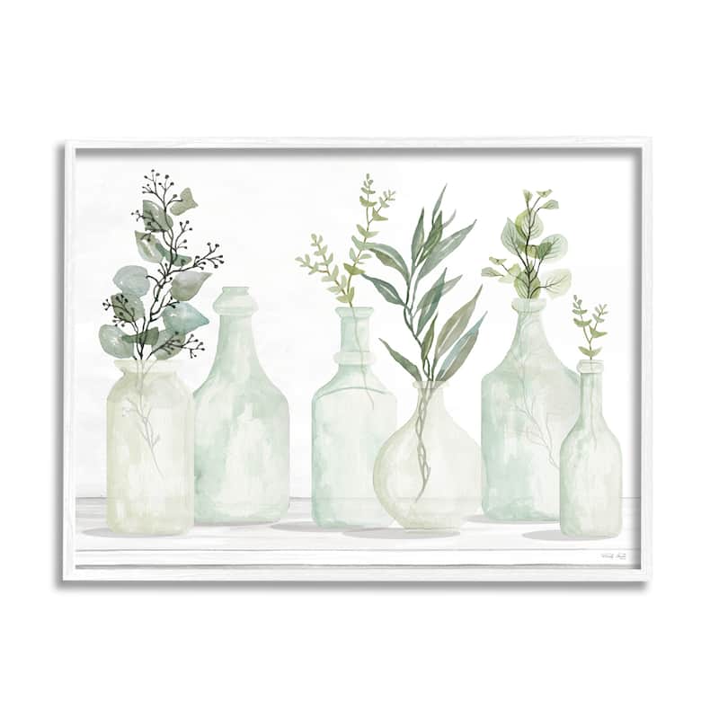 Stupell Soft Green Potted Plants Fresh Herbs Still Life Framed Wall Art