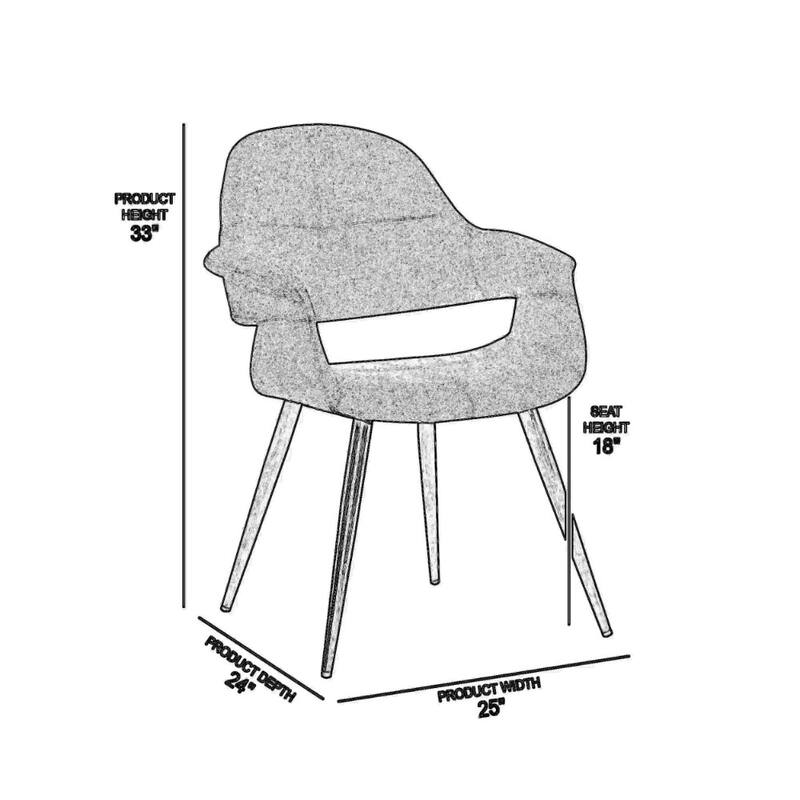Fabric Mid Century Dining Chair with Round Tapered Legs - 33 H x 25 W x 24 L Inches