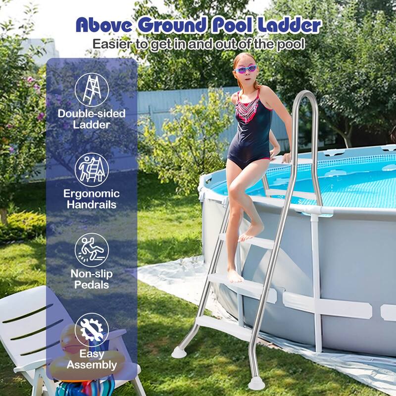 Costway 75.6" Above Ground Pool Ladder with Top Platform Non-slip - See Details
