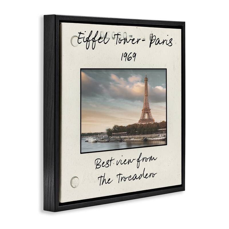 Stupell Vintage Travel Eiffel Tower Framed Floater Canvas Wall Art Design By Danita Delimont