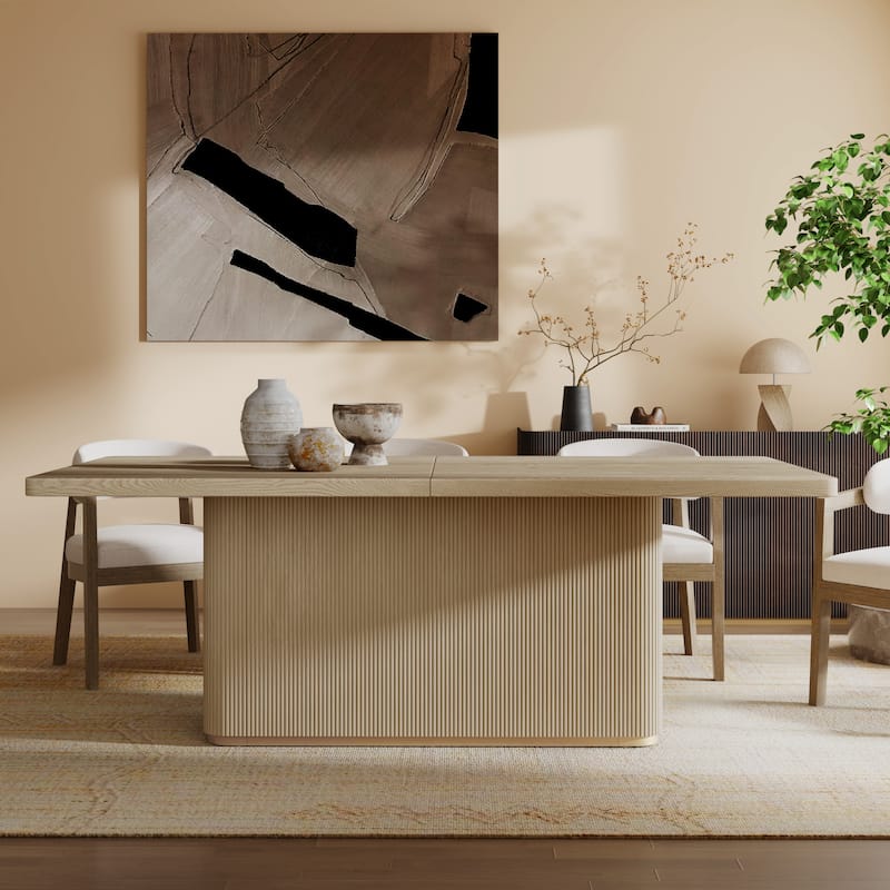 Christopher Knight Home - Brielle 84" Solid Wood Dining Table with Rectangular Pillar Design Base - Light Ash