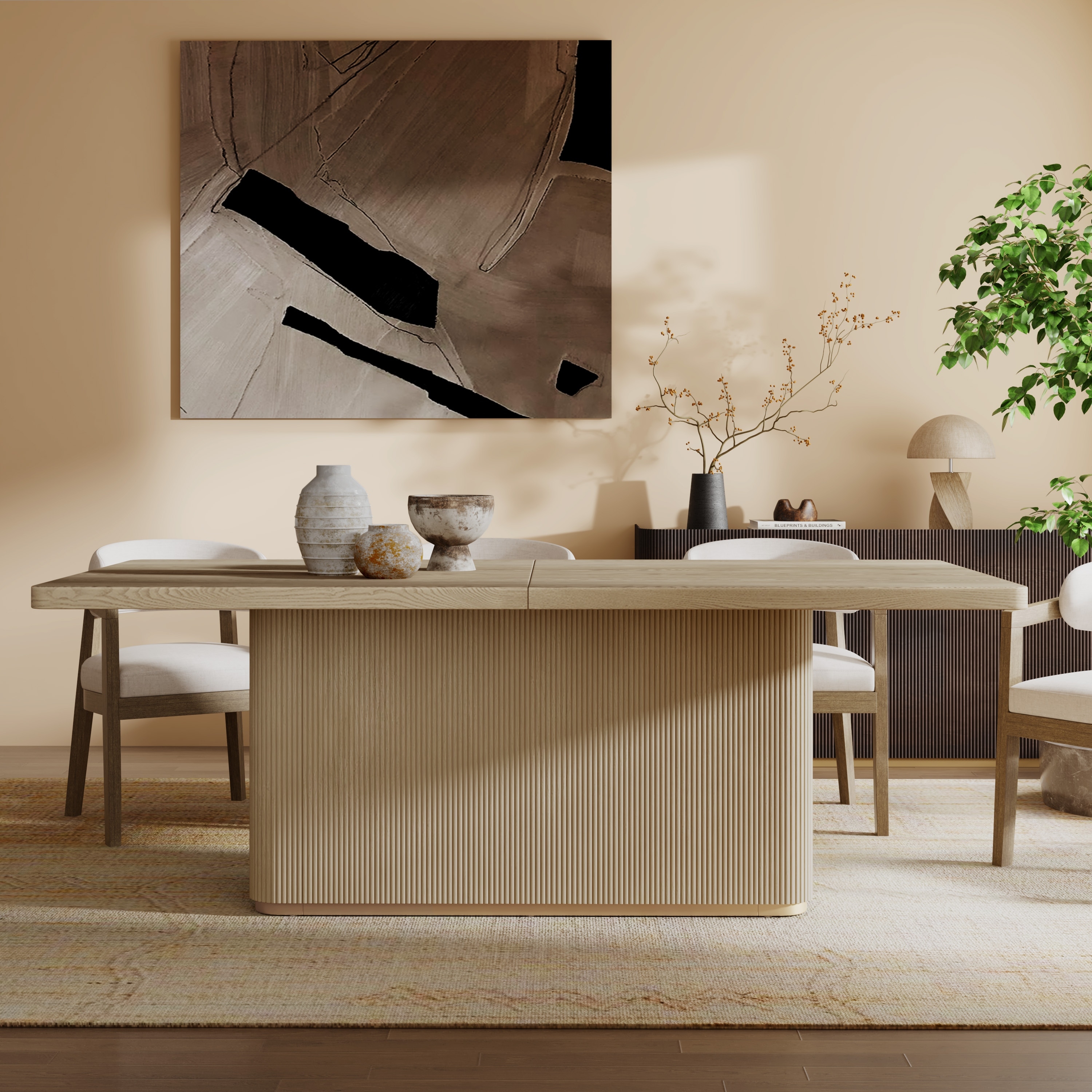 Christopher Knight Home - Brielle 84" Solid Wood Dining Table with Rectangular Pillar Design Base