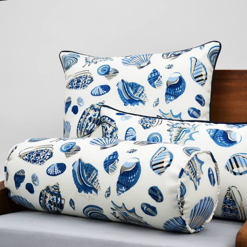 Jiti Outdoor Waterproof Coastal Nautical Seashells Patterned Square Throw Pillows Cushions for Pool Patio Chair 20 x 20