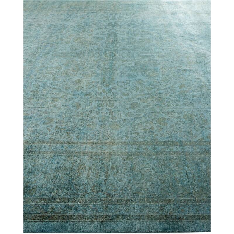 Overton Hand Knotted Wool Vintage Inspired Modern Contemporary Overdyed Gray Area Rug - 9' 1" x 12' 4"