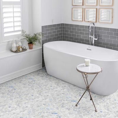 Huron Rock 12x12 Matte Glass Pebble Mosaic Tile - Floor, Wall, Backsplash