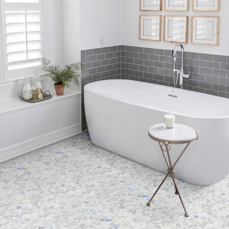 Huron Rock 12x12 Matte Glass Pebble Mosaic Tile - Floor, Wall, Backsplash