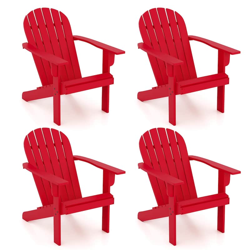 Gymax 4PCS Patio Adirondack Chair w/ Inclined Seat High Backrest & - Red