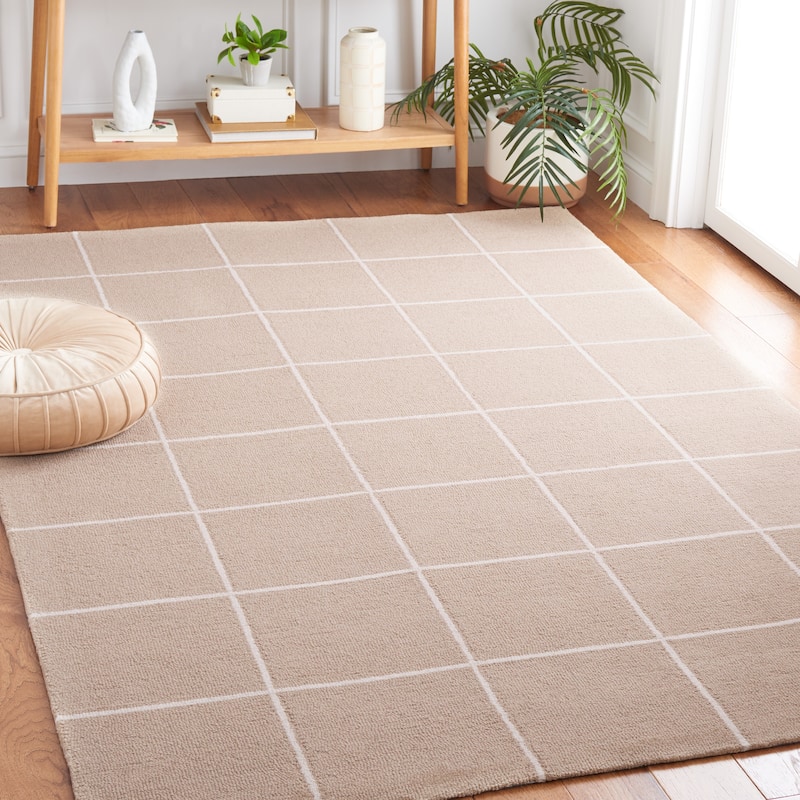 Martha Stewart by SAFAVIEH Alessya Checkered Grid Wool Rug - 8' x 10' - Beige/Ivory