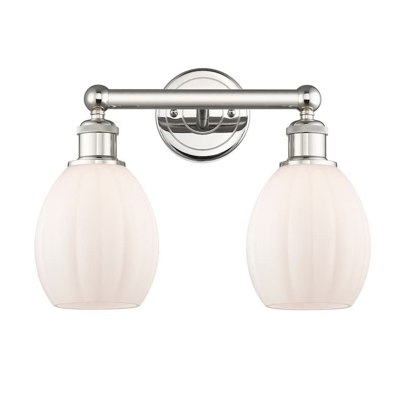 Innovations Lighting 616-2W-13-15 Eaton Vanity Eaton 2 Light 15" Wide - Polished Nickel / Matte White