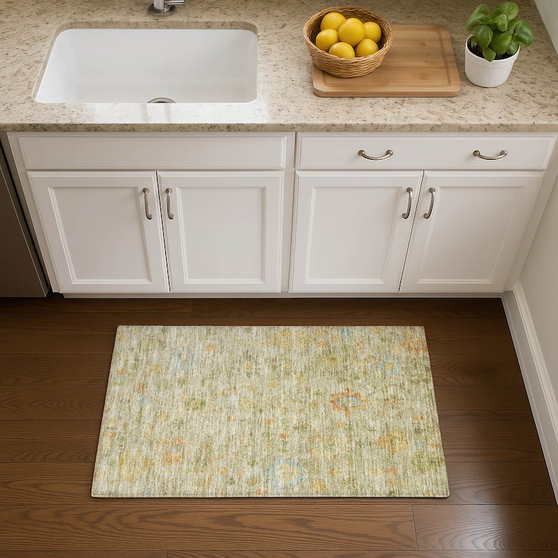 Premium Washable Super Soft Farmhouse Traditional Mayfield Rug - Sage - 1'8" x 2'6"