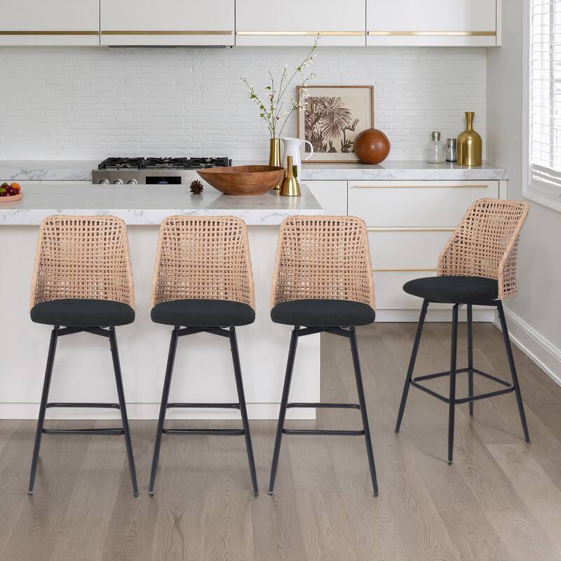 28.8" Indoor Swivel Wicker Barstools