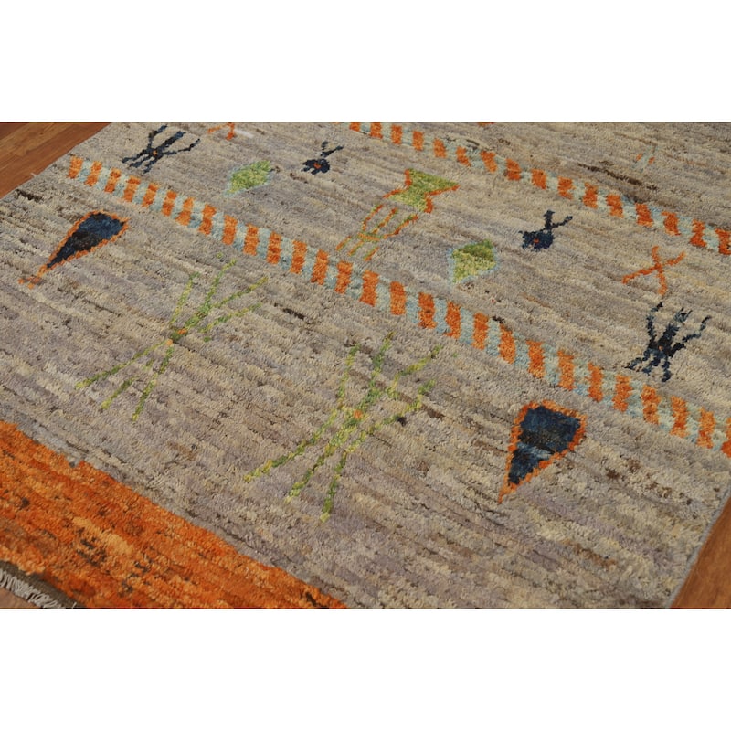 Tribal Moroccan Oriental Rug Hand-Knotted Wool Carpet - 4'10" x 6'5"