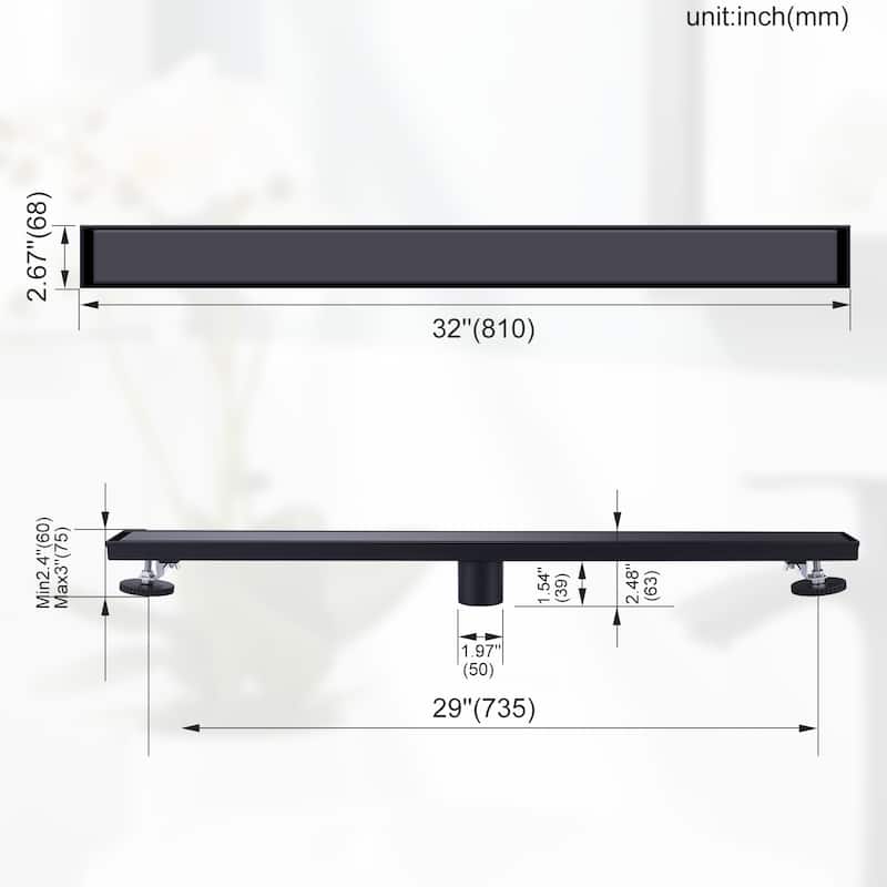 WOWOW Modern Stainless Steel Drain Trough with Removable Cover Plate