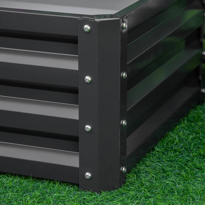 2 Piece Galvanized Raised Garden Bed, 2' x 2' x 1' Metal Planter Box, for Growing Vegetables, Flowers, Herbs, Succulents, Gray