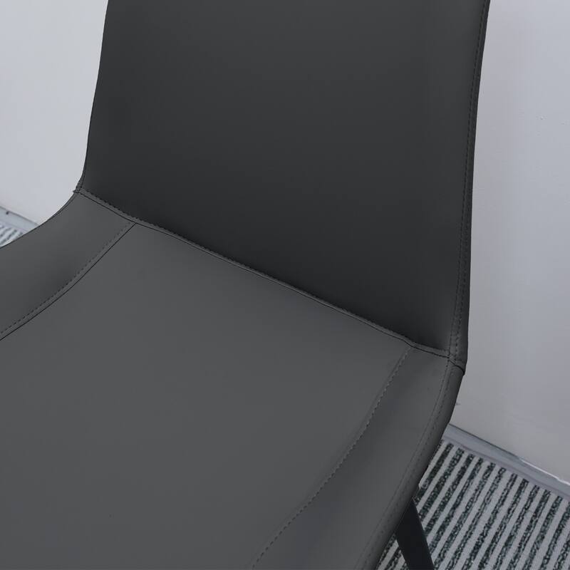 Black Leather Dining Chair Side Chair Coffee Chair Lounge Chair Kitchen Chair Set of 4 Office Chair with Metal Legs