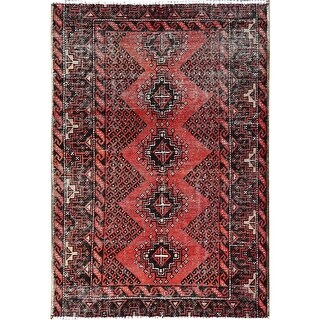 Shahbanu Rugs Venetian Red Hand Knotted Abrash Evenly Worn Vintage ...