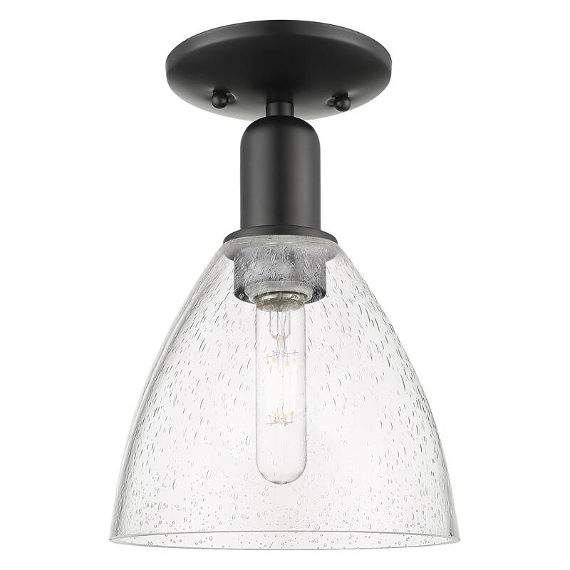 Innovations Lighting Endless Possibilities Arcadia - Bristol - 1 Light 8" Semi-Flush Mount - Seedy/Matte Black