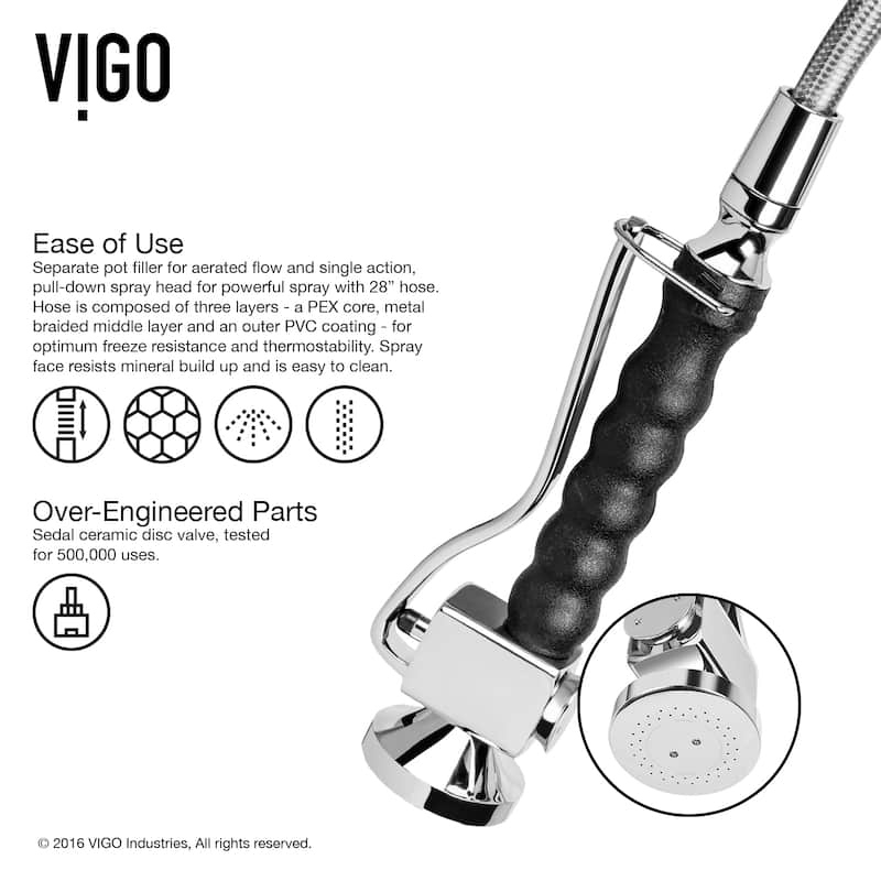 VIGO Zurich 27" H Single Handle Pull-Down Sprayer Kitchen Faucet