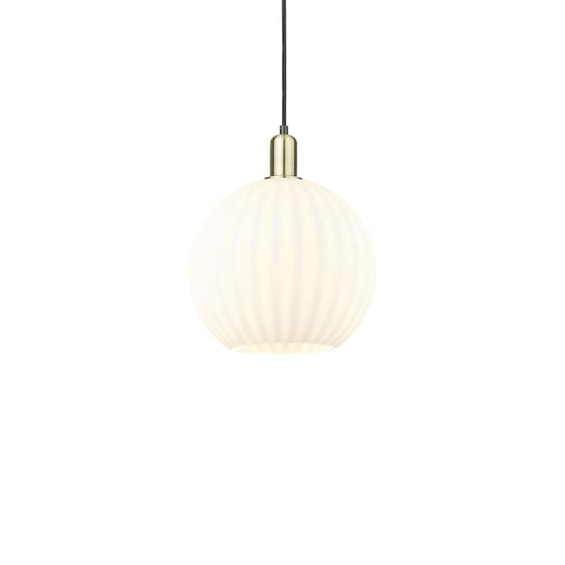 Innovations Lighting 716-1P-15-12 White Venetian Pendant White - Black Antique Brass / White Venetian