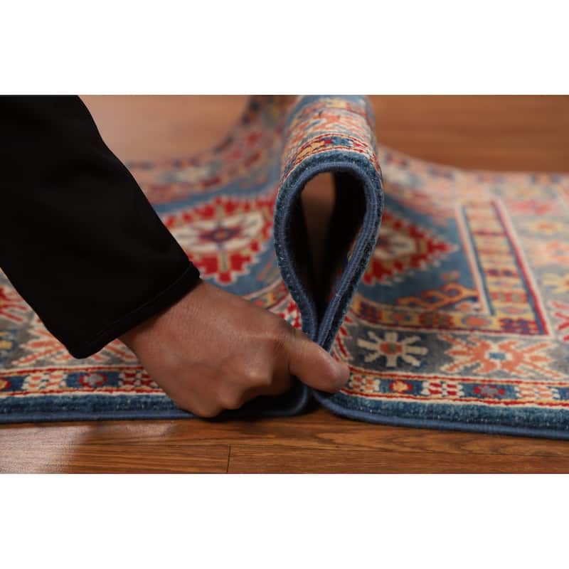 Geometric Kazak Oriental Rug Handmade Foyer Wool Carpet - 2'0"x 3'0"