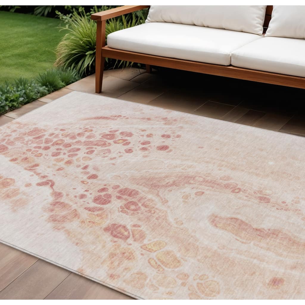 HomeRoots Abstract Transitional Rectangle Outdoor Rug