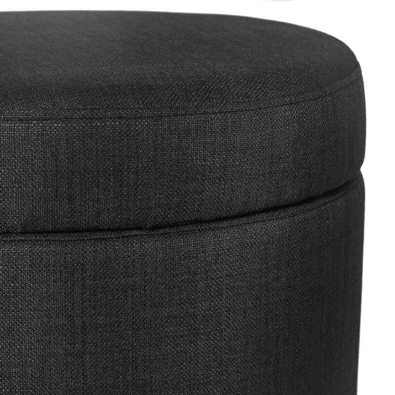 Adeco Round Storage Ottoman, Fabric Stool Footrest with Removable Lid