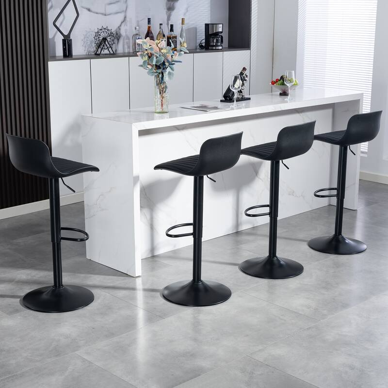 Bar Stools Set of 2 - Modern PU Leather Counter Height Barstools with Back, Height Adjustable Swivel Kitchen Island Chairs