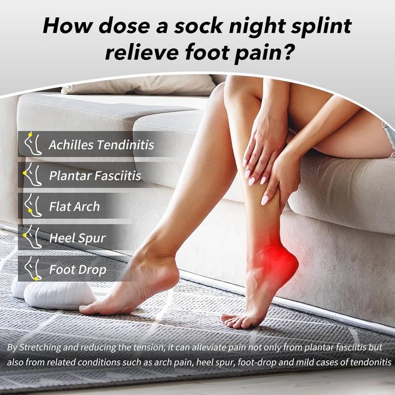 Plantar Fasciitis Night Splint Sock with Massage Ball for Tension Relief