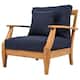 SAFAVIEH Couture Freida Wood Patio Arm Chair - 31.4" W x 35.6" L x 32.6" H - 31"W x 36"D x 33"H