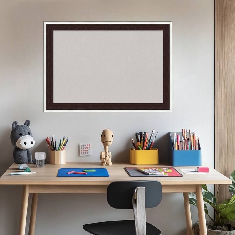 Maya Espresso Silver Framed Cork Board - Bulletin Board, Organization Board, Pin Board